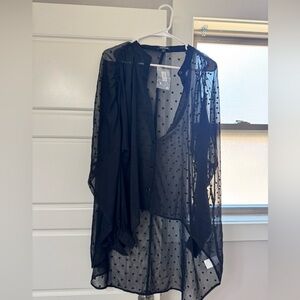 Sheer Black Polka Dot Blouse